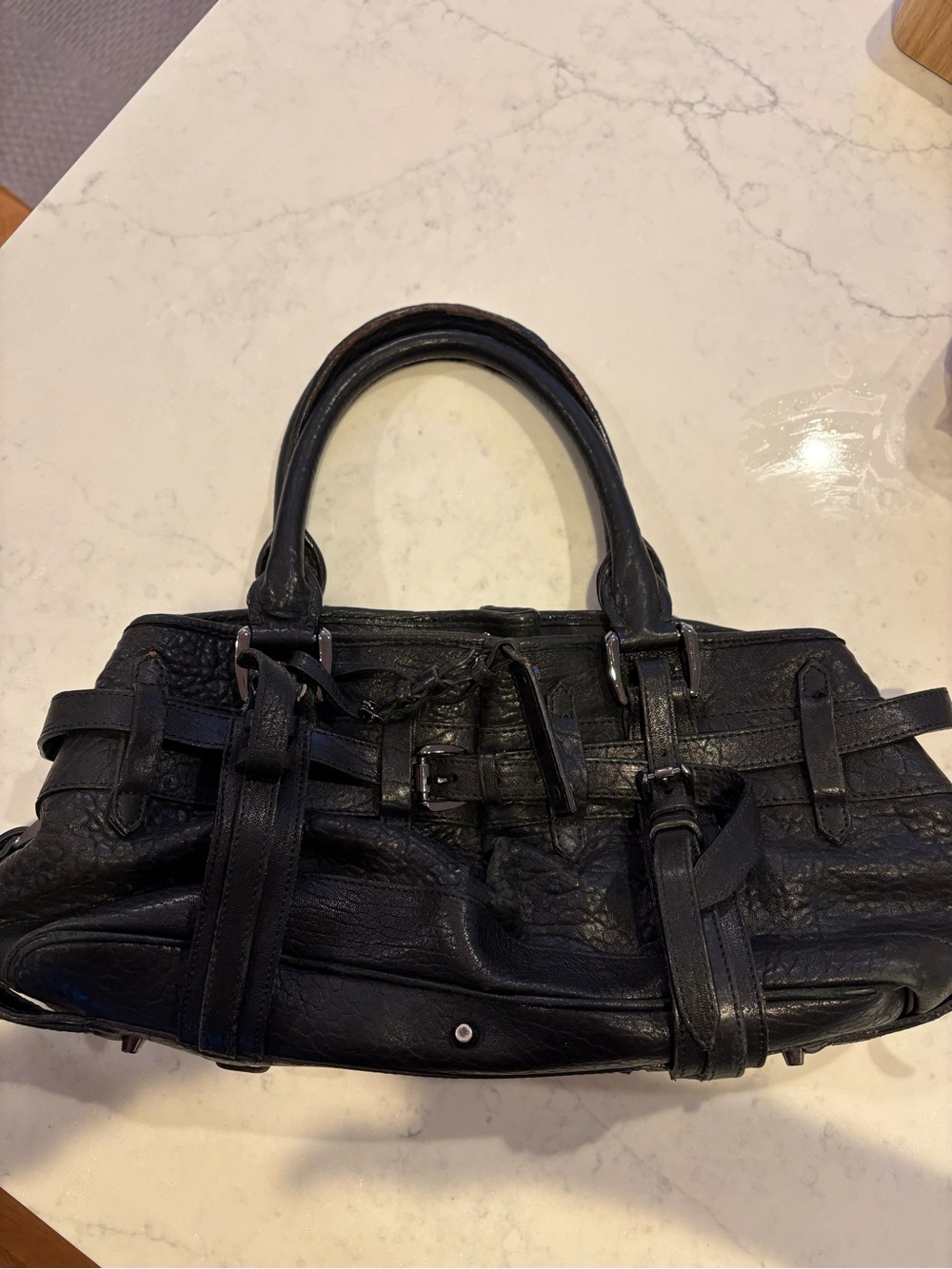 Burberry Classic Black Leather Satchel Handbag